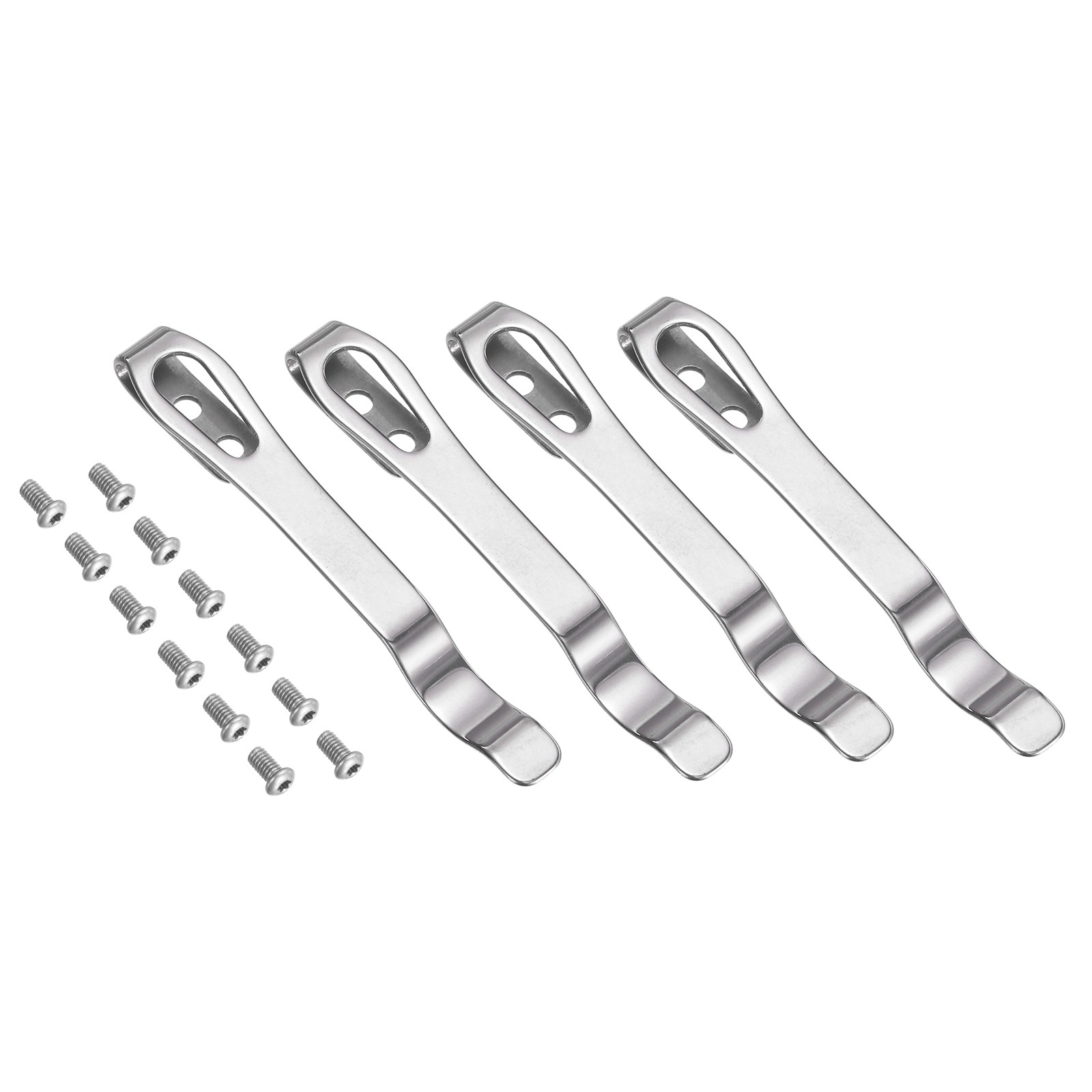 4Set Deep Carry Pocket Clip 2.6"(66mm) Knife Pocket Back Clip w Screws White