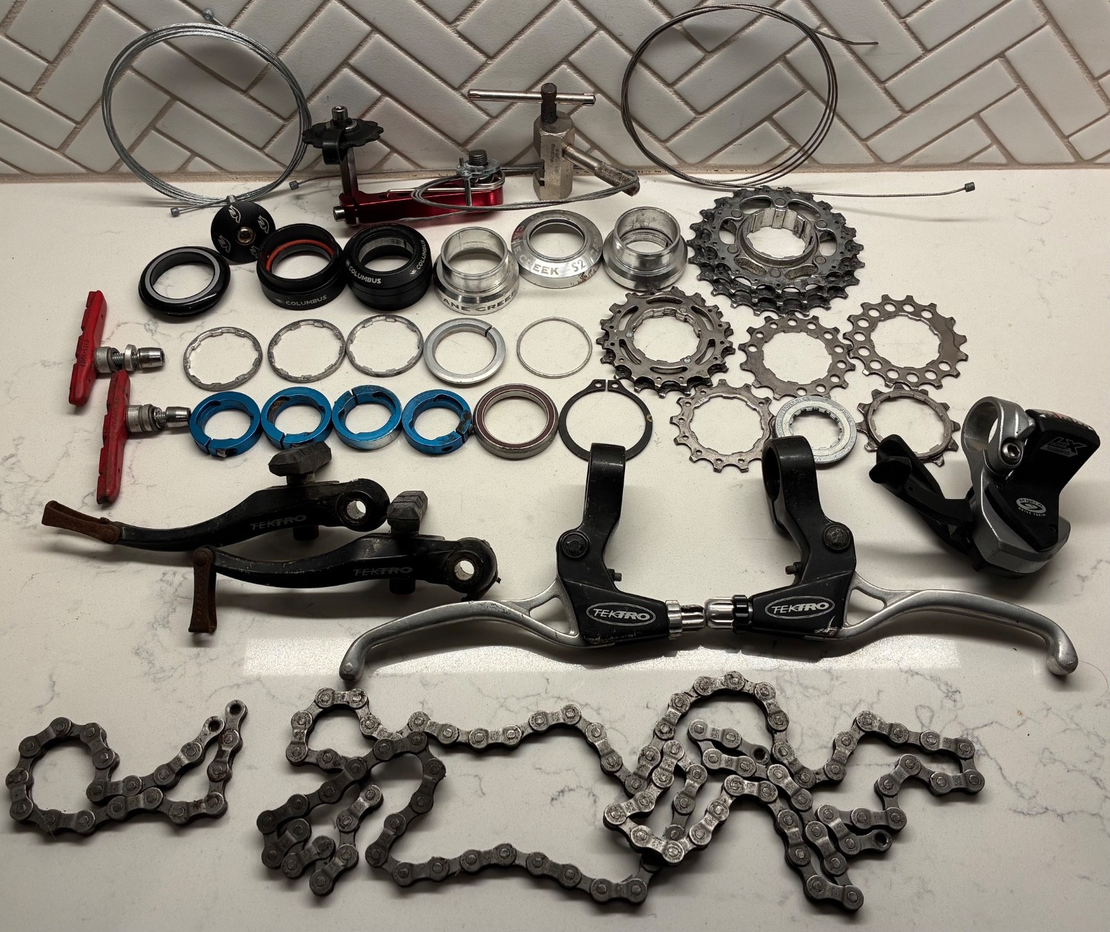 Bike Parts Lot Cane Creek, Columbus Headset Tektro Levers Shimano Deore Shifter