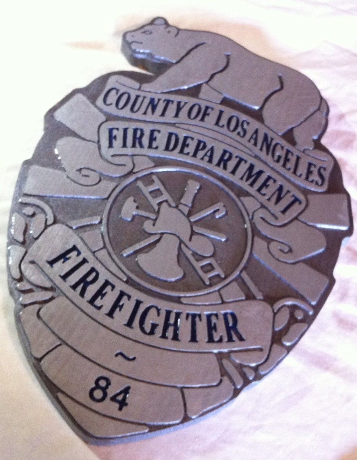 Fire Department Los Angeles Fire Fighter 3D routed carved wood patch sign Custom