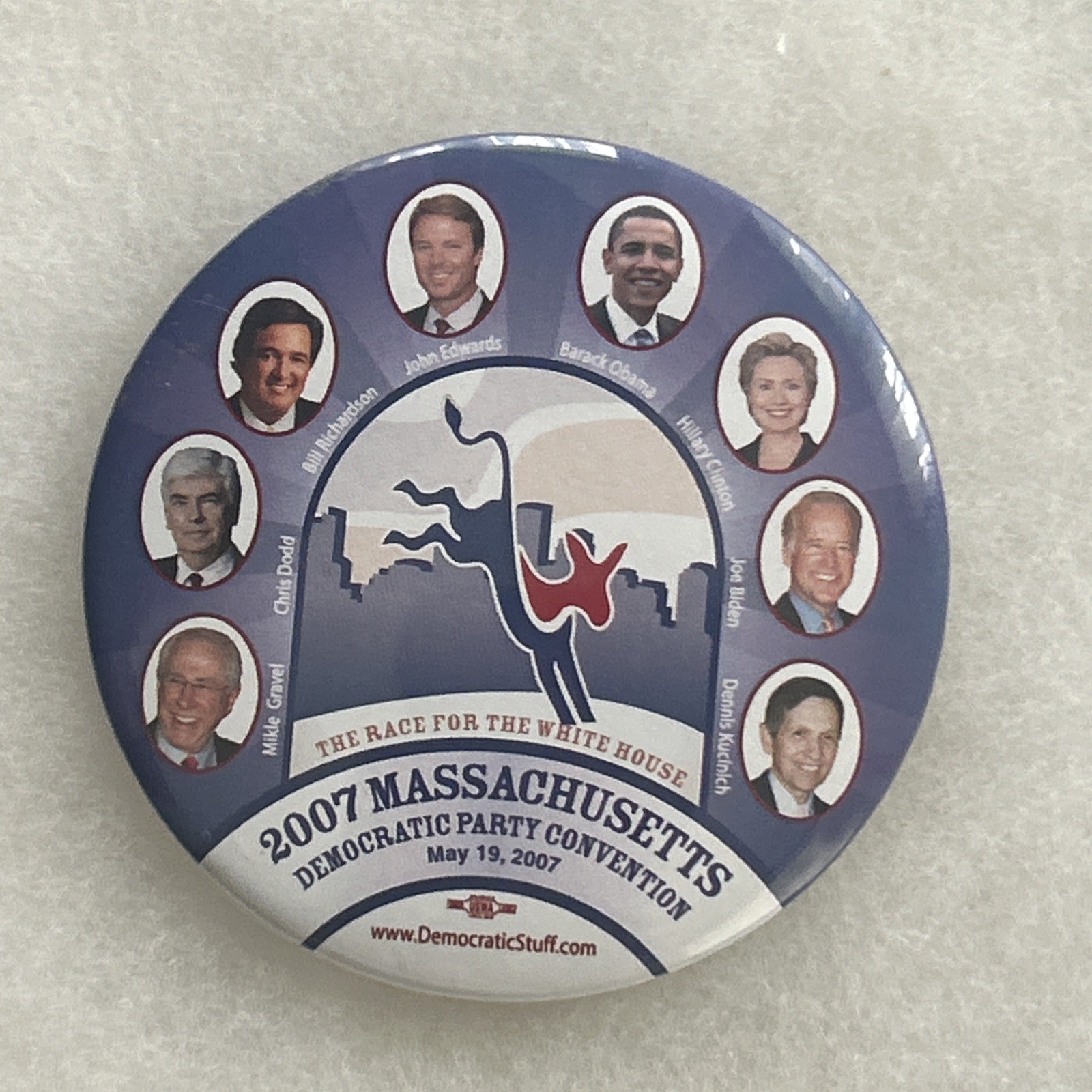 2007 Massachusetts Democratic Party Convention  3” pinback button pin