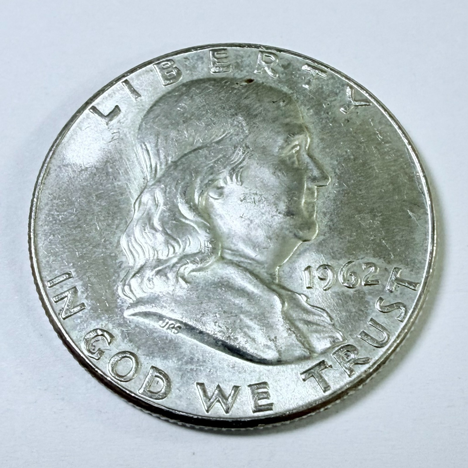 1962 Benjamin Franklin Half Dollar 90% Silver ABOUT UNCIRCULATED DETAILS #10238