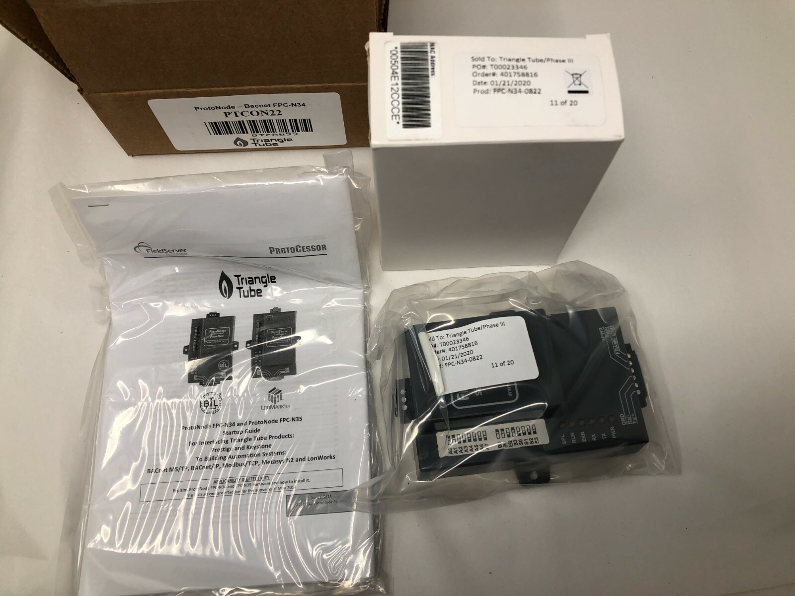 Triangle Tube PTCON22 ProtoNode Bacnet FPC-N34 For Triangle Boilers