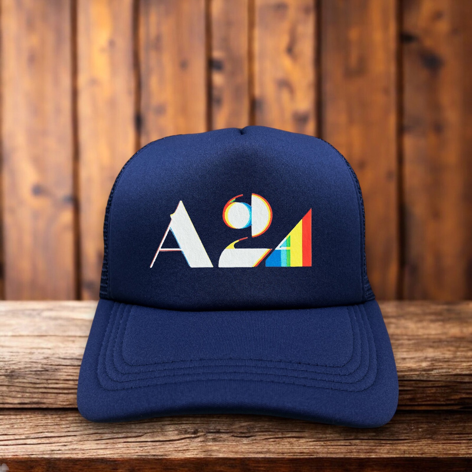 Studio A24 Mens Trucker Hat Navy Snapback Horror Sci-Fi Movies Baseball Cap