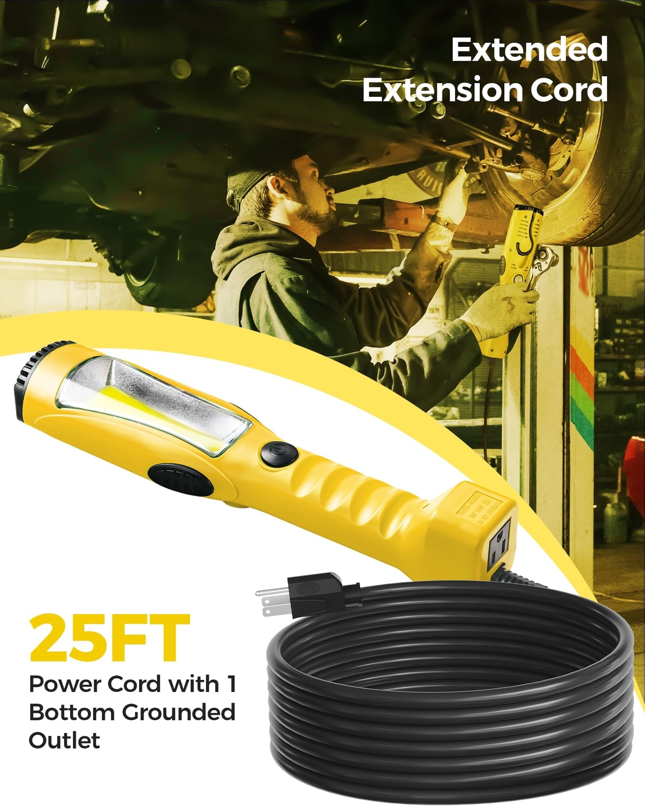18W LED Work Light, 25FT 2000LM COB LED Light, Handheld Underhood Trouble Lig...