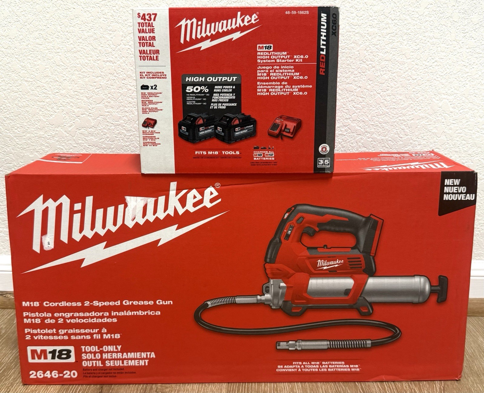 Milwaukee 2646-20 M18 2 Speed Grease Gun Kit With x2 XC6.0 Batteries and Charger