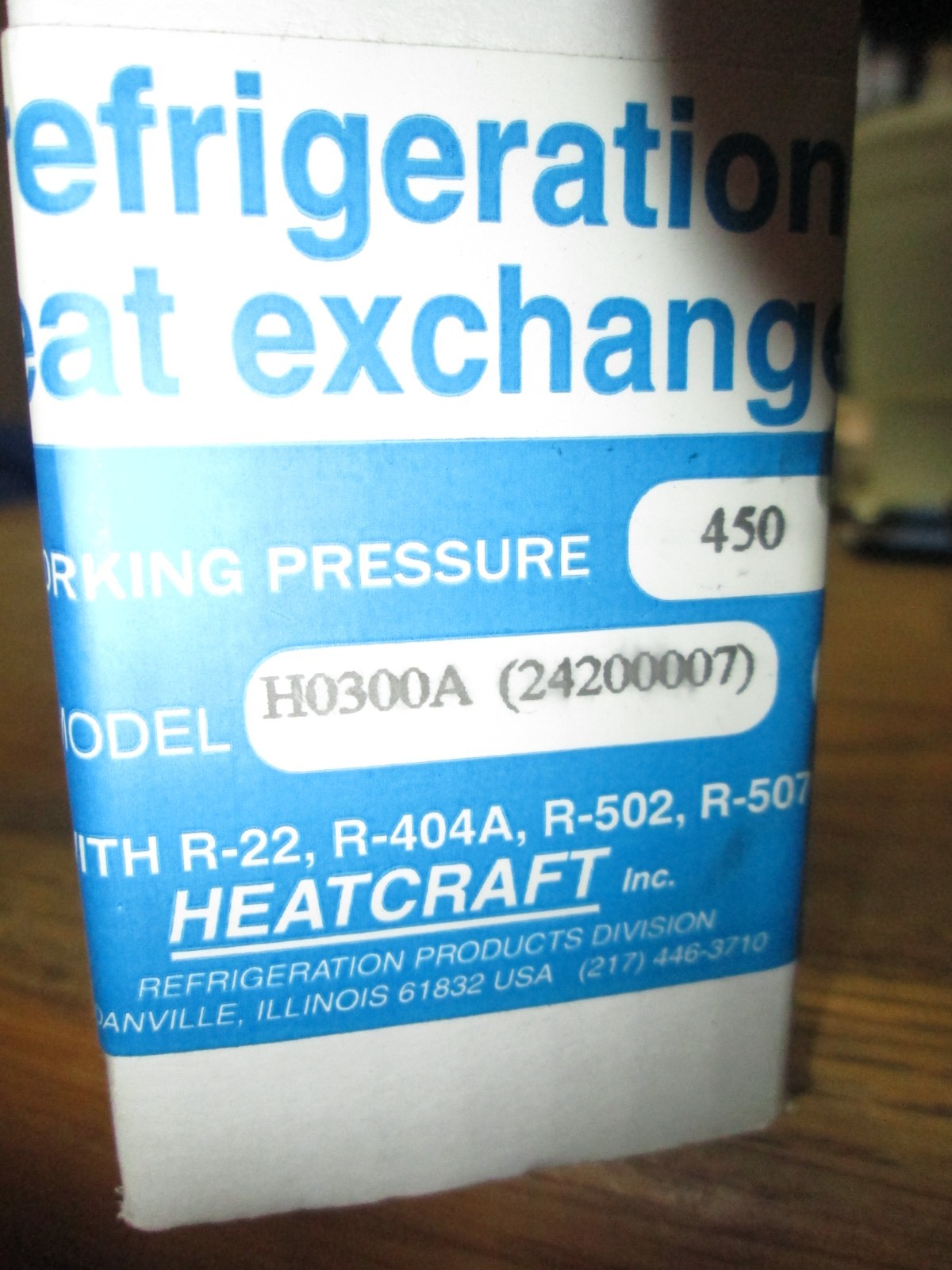 24200007 (H0300A) - Heatcraft Refrigeration Heat Exchanger, 450 PSI