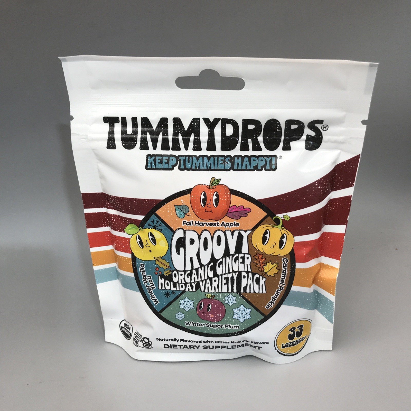 Tummydrops Groovy Organic Ginger Holiday Pack 33 Count Exp 12/26