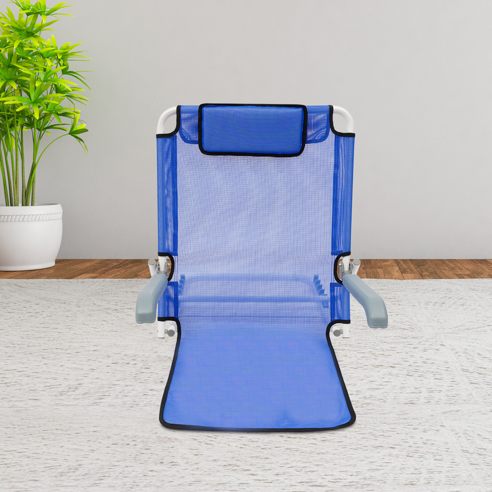 Adjustable Foldable Bed Backrest With Armrests Sit-Up Support Blue