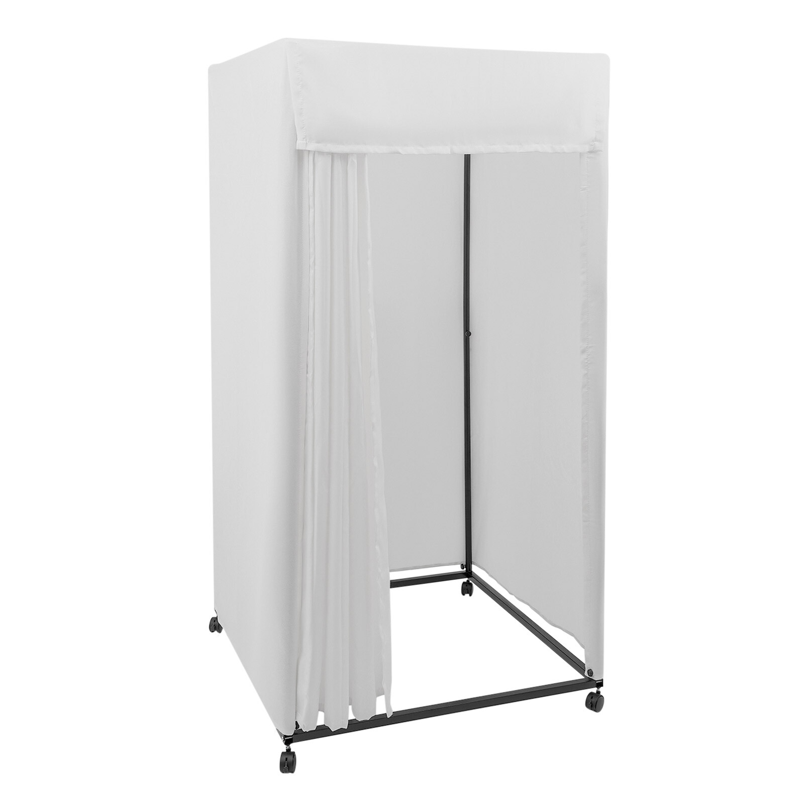 4-Wheels Portable Rectangular Dressing Room Freestanding Fitting Room Movable