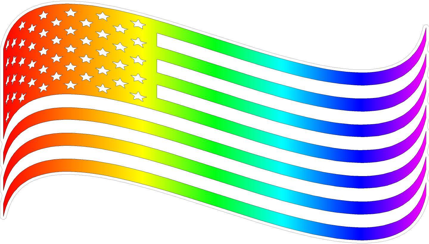 Gay USA Flag 7" Vinyl Decal Sticker Rainbow Vehicle Car Locker