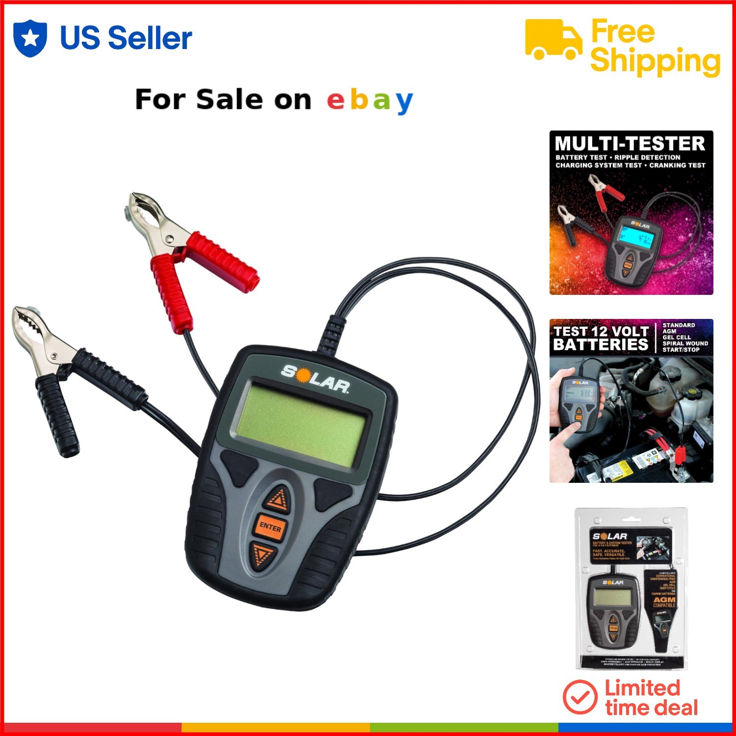Digital Battery and System Tester 12V CCA 40-1200 Battery Multimeter Testing