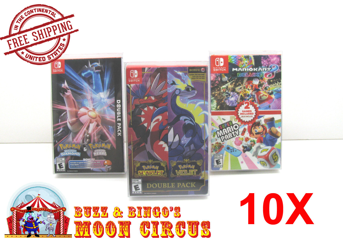 10x CLEAR PROTECTIVE BOX/SLEEVE FOR SOME NINTENDO SWITCH DOUBLE PACK GAMES