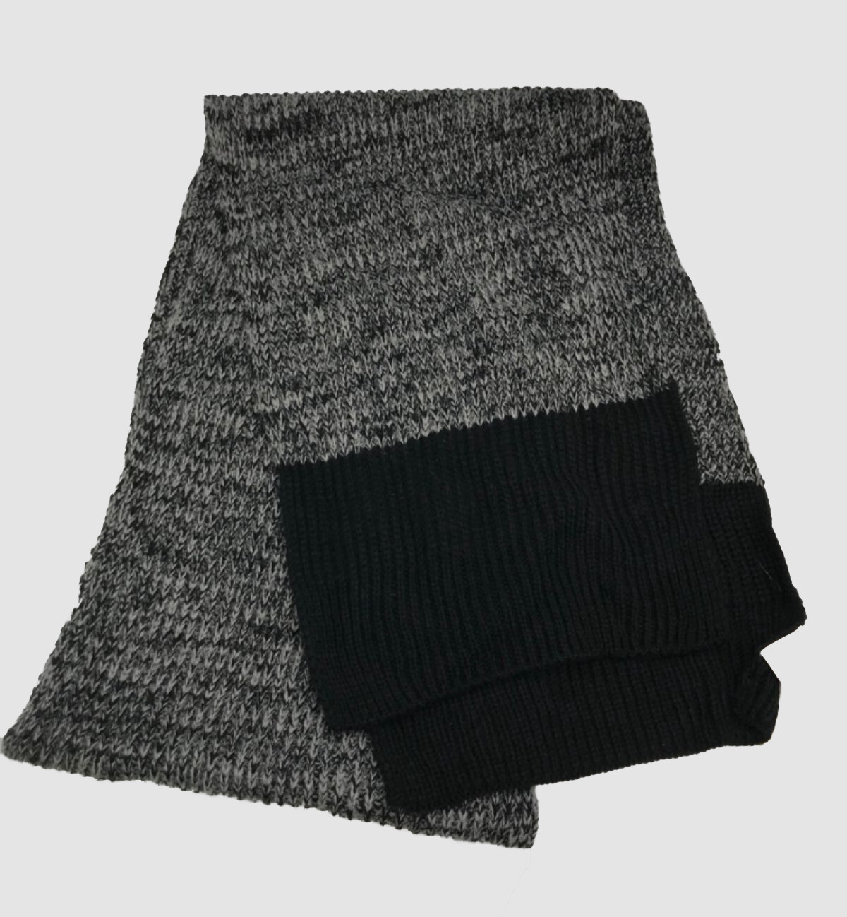 $58 Timberland Men's Gray Black Colorblocked Marled Ribbed Knit Scarf One Size