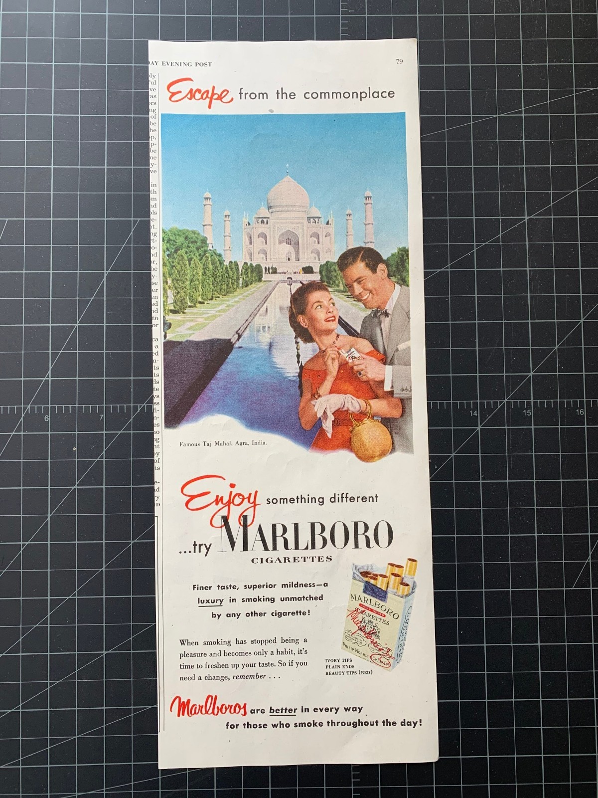 Vintage 1952 marlboro cigarettes print advertisement