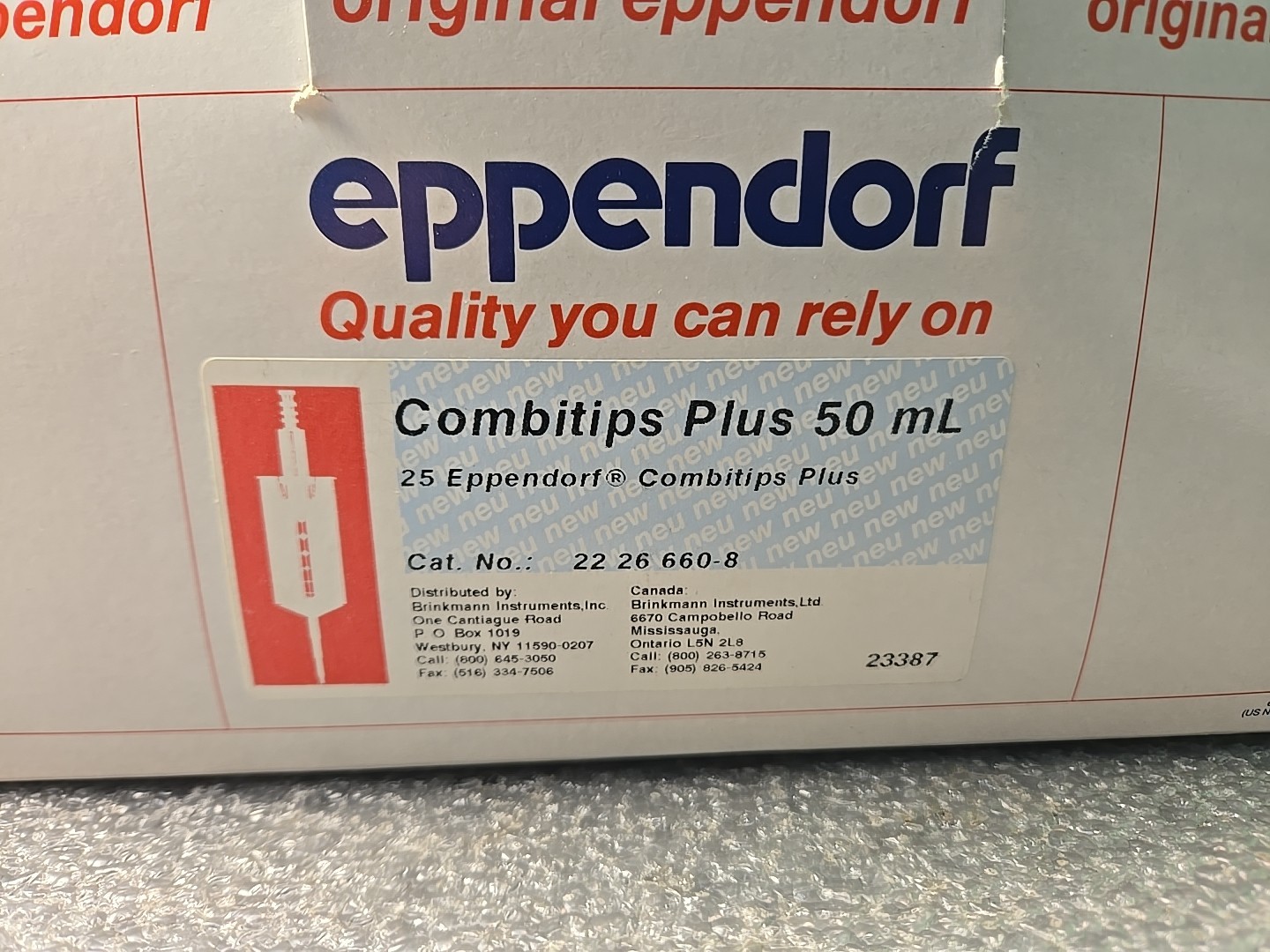 Eppendorf Combitips Plus 50ml 25 pack Part No 22 26 660-8 | 2226660-8