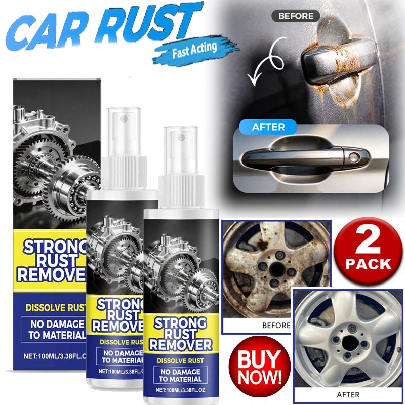 2PCS Strong Rust Remover 100ml/3.38fl.oz Powerful Rust Removal Spray For Cars