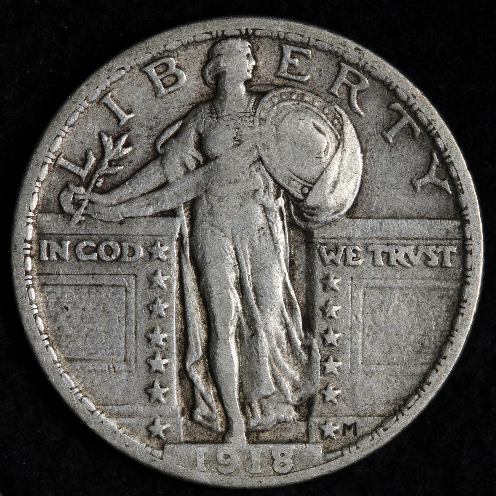 1918 Standing Liberty Silver Quarter XF E275 AIEN