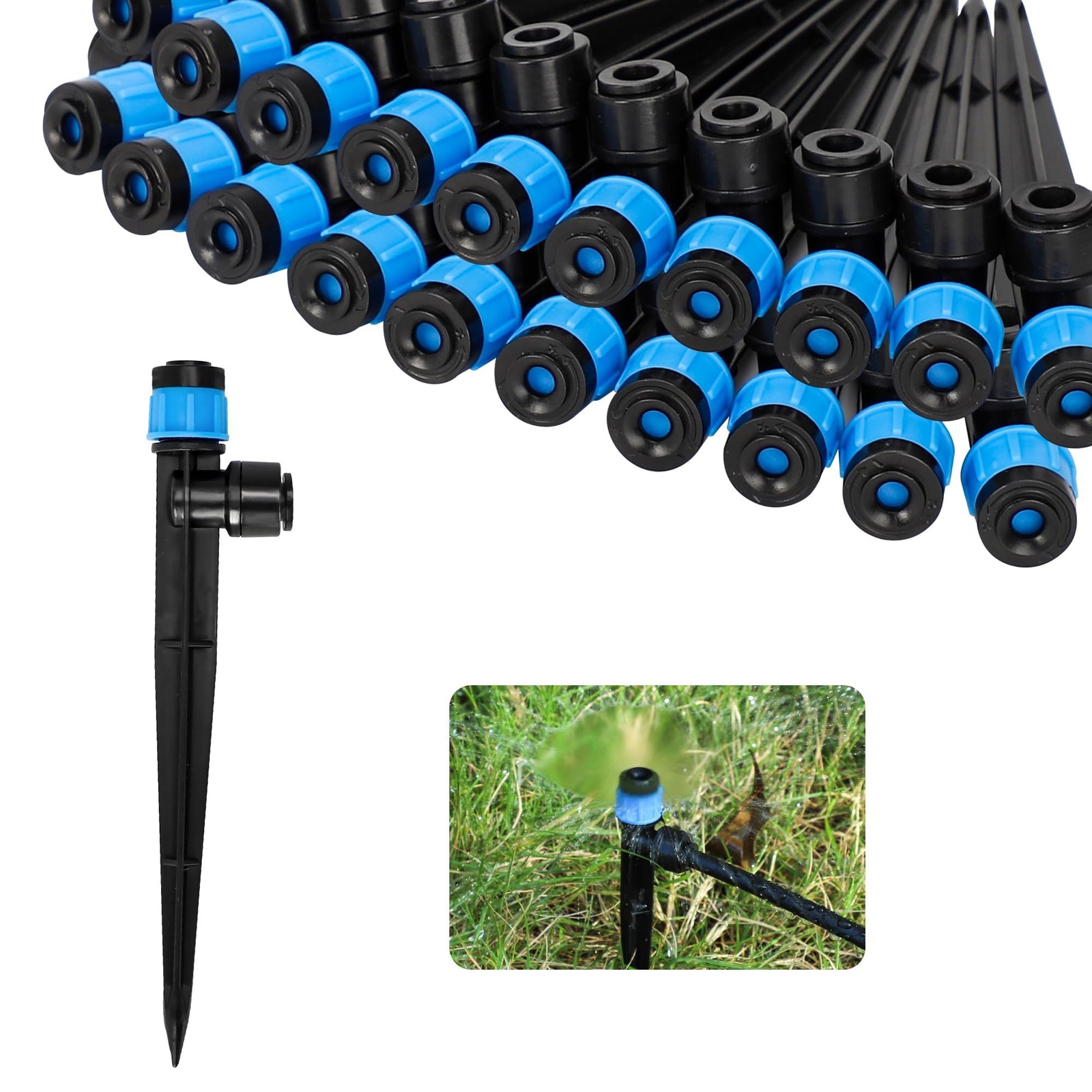 MIXC Drip Irrigation Emitters, Adjustable Emitter Vortex-100 Packs, Blue