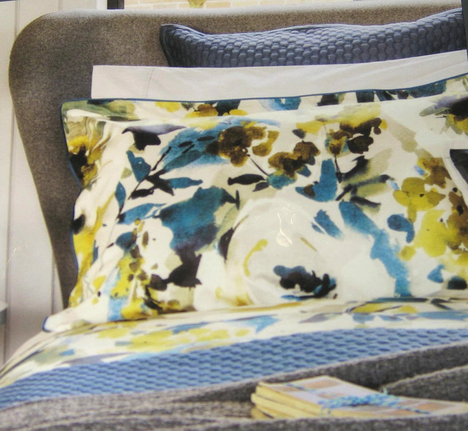 Christy of London Standard Shams Tranquil Rose 2 Pk  Cotton Sateen Petrol/Multi