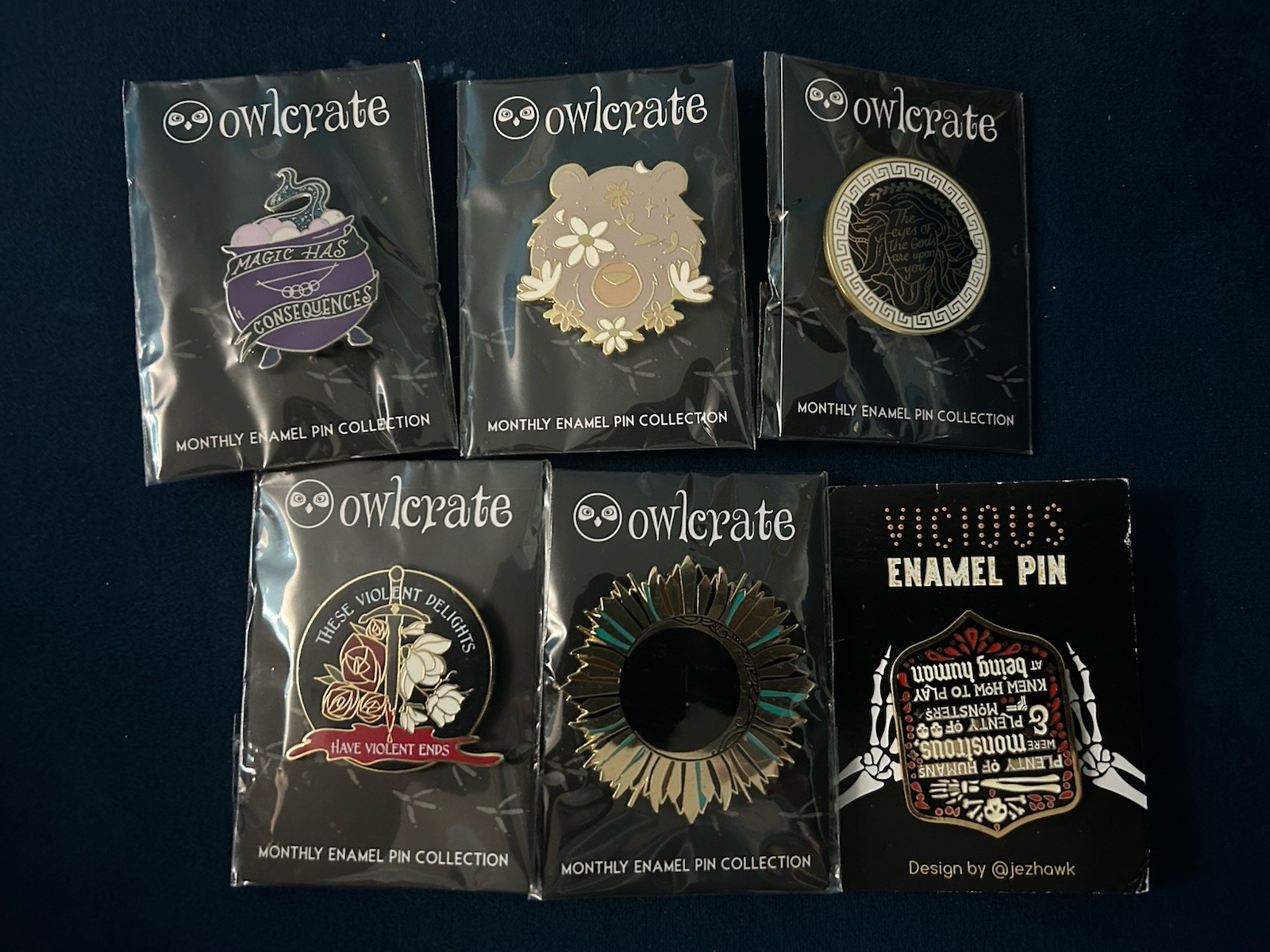 Owlcrate Monthly Enamel Pin Collection Set Of 6