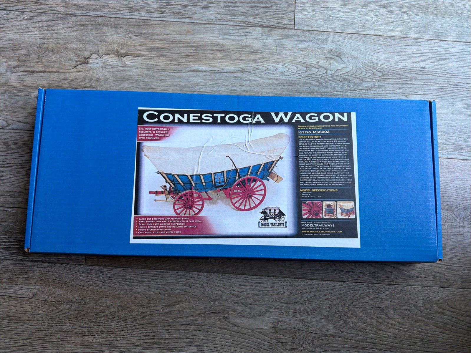 Model Trailways 1/12 Wooden Conestoga Covered Wagon Model Kit #MS6002 New In Box