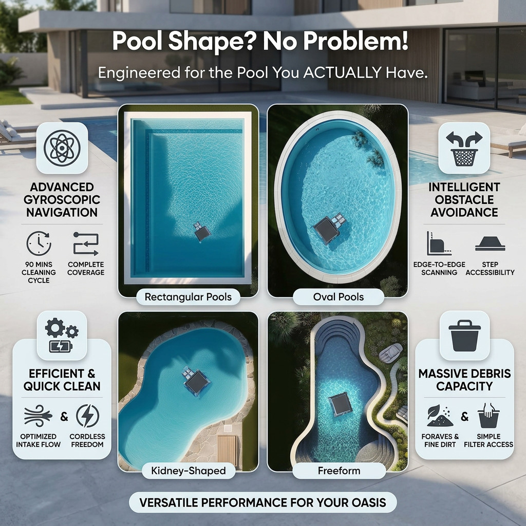 Robotic Pool Cleaner, Wireless Solar Electric Automatic Vacuum, Rechargeable