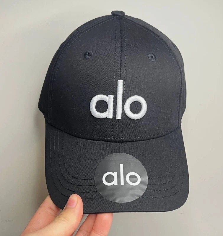 Аӏо Yoga Black Adjustable Baseball Cap White Embroidered Logo NWT