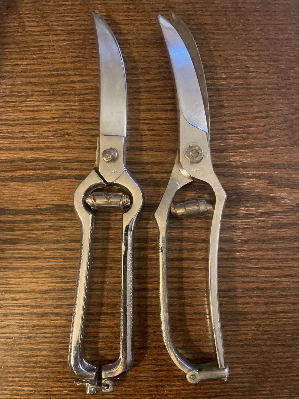 Lot Of 2 Vintage Locking Poultry Shears Scissors Germany Italy 10”