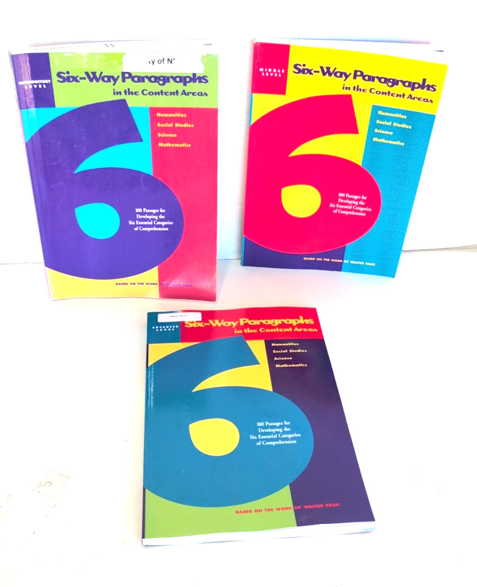 Six-Way Paragraphs Pauk Lot Of 3 Intro, Middle, & Advanced Level