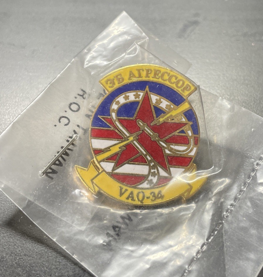 Military VAQ-34 LAPEL HAT PIN U.S. NAVY AGGRESSOR SQUADRON Electronic Warfare