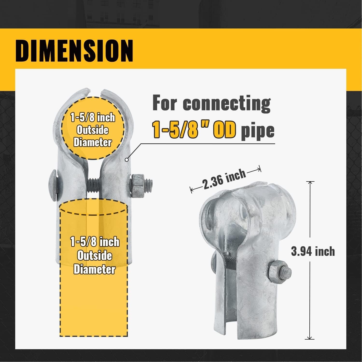 Versatile 1-5/8 Inch End Rail Clamps - Galvanized Steel Connection Set (4 Pack)