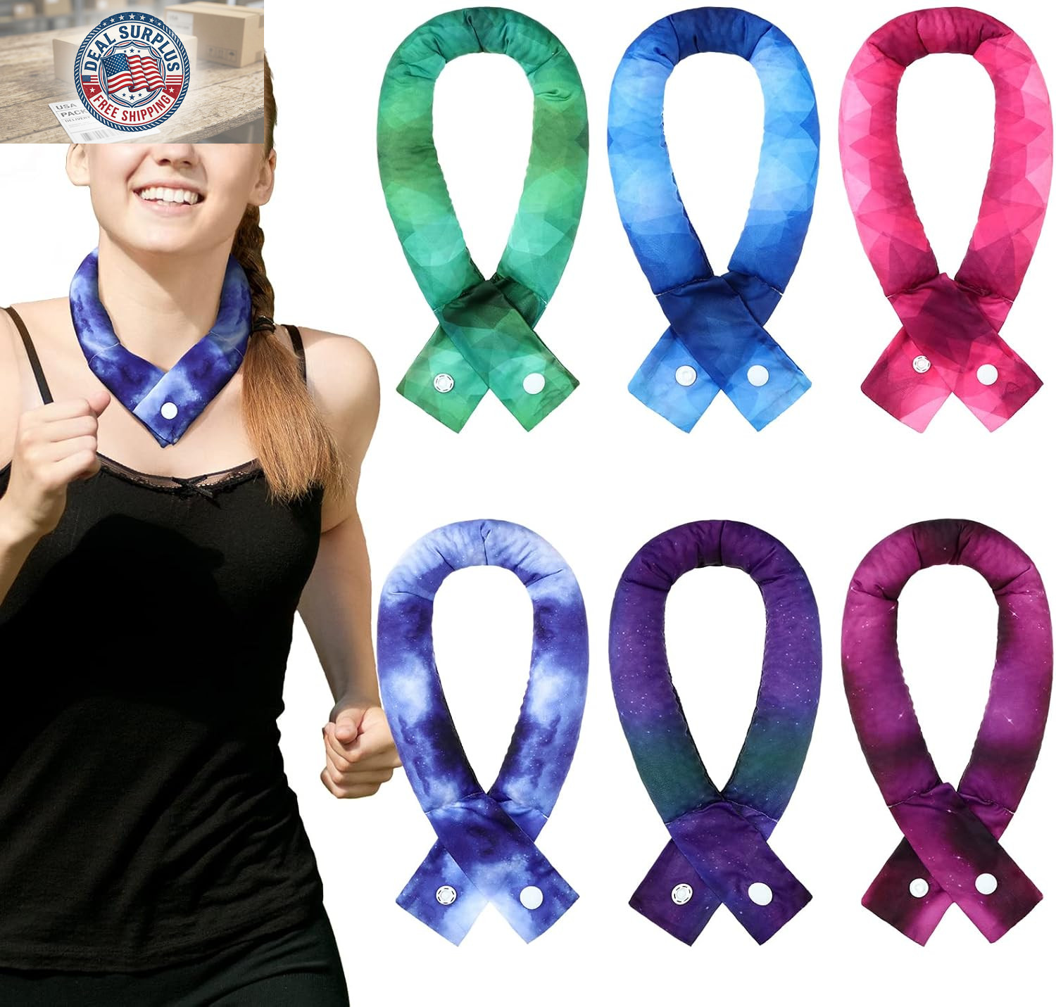 6 Pieces Cooling Neck Wraps Cooling Bandana Neck Cooler Ice Cooler Scarf for Wom