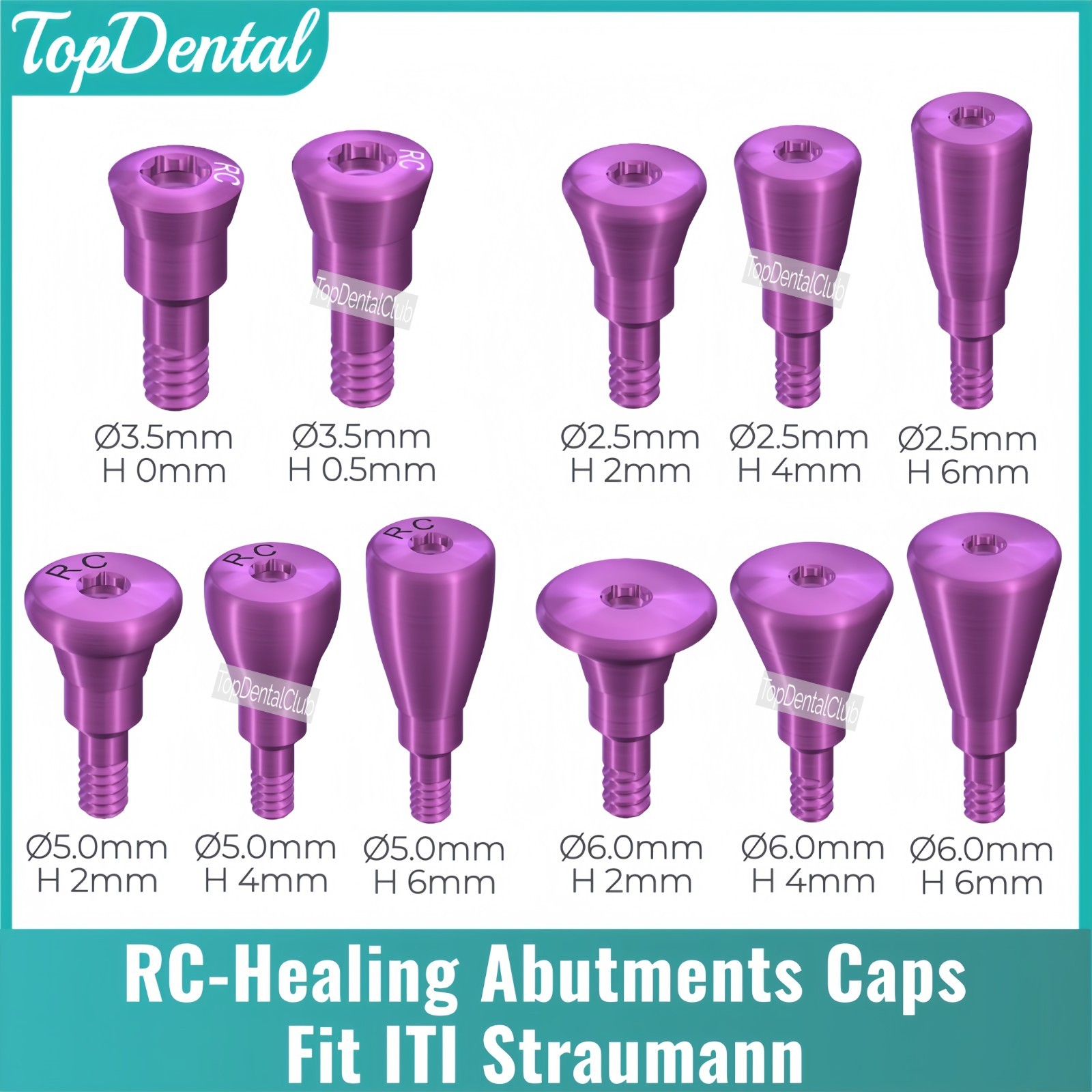RC Dental Healing Abutment Closure Cap Bone Level Ti Regualr Fits ITI Straumann