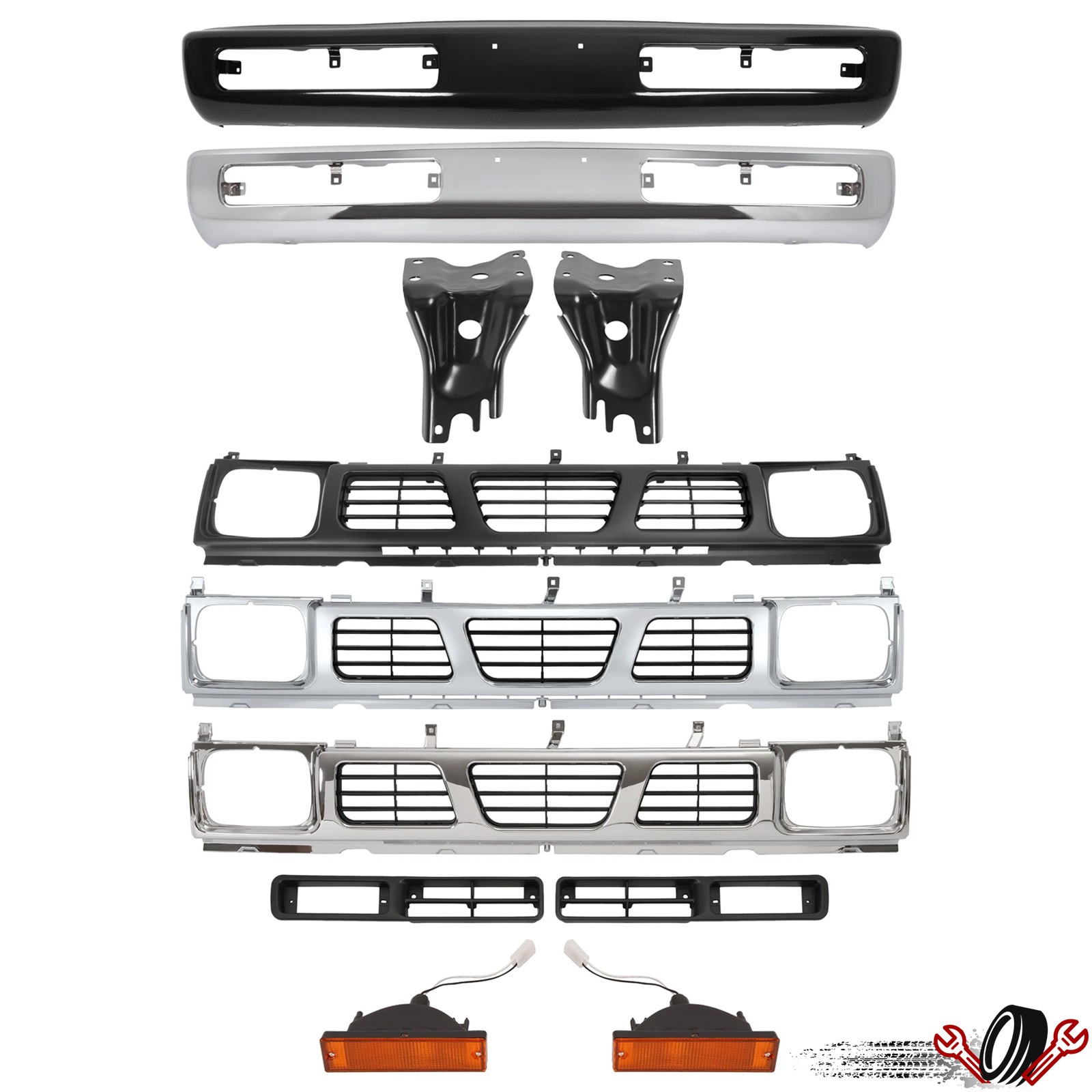 Front Bumper Face Bar Grille Turn Light Bezel For Nissan Pickup D21 93-97 95 96