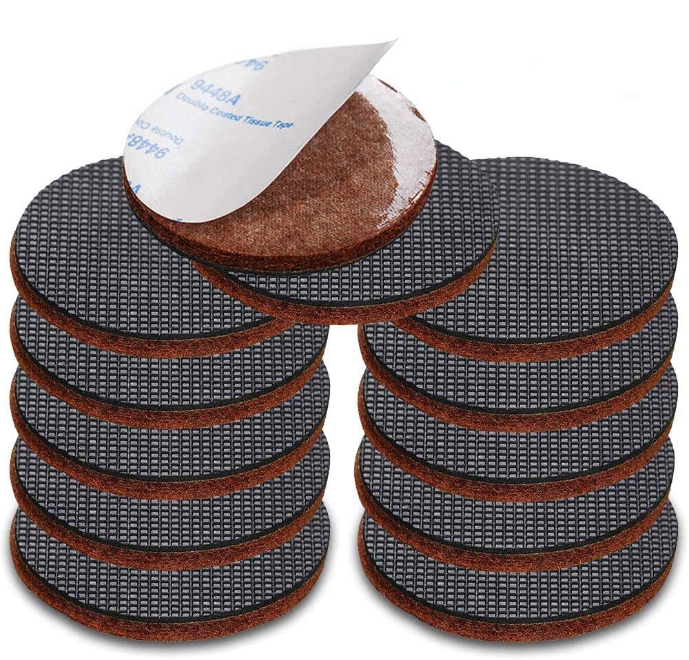 Black Anti Slip Furniture Pads 12 PCS 4 Inch Rubber Feet Floor Protector Round