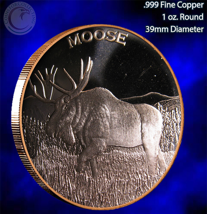 "Moose" 1 oz .999 Copper Round Part of the Wildlife Series