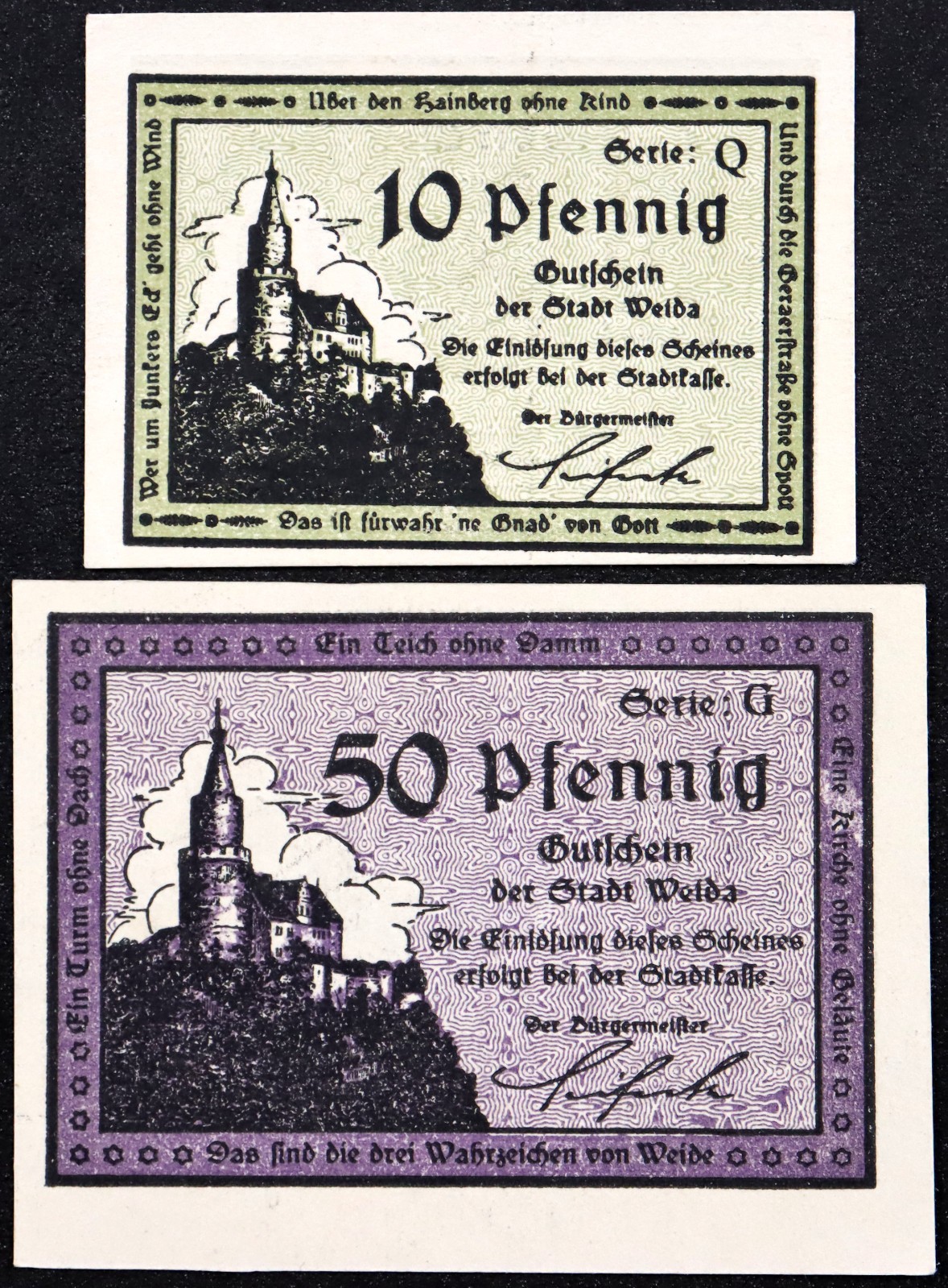 WEIDA 1918 "Castle" Complete Set German Notgeld
