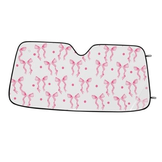 Sun Visor for Car Windshield Shade, Feminine Decorative, Car Pink Bow Ribbon