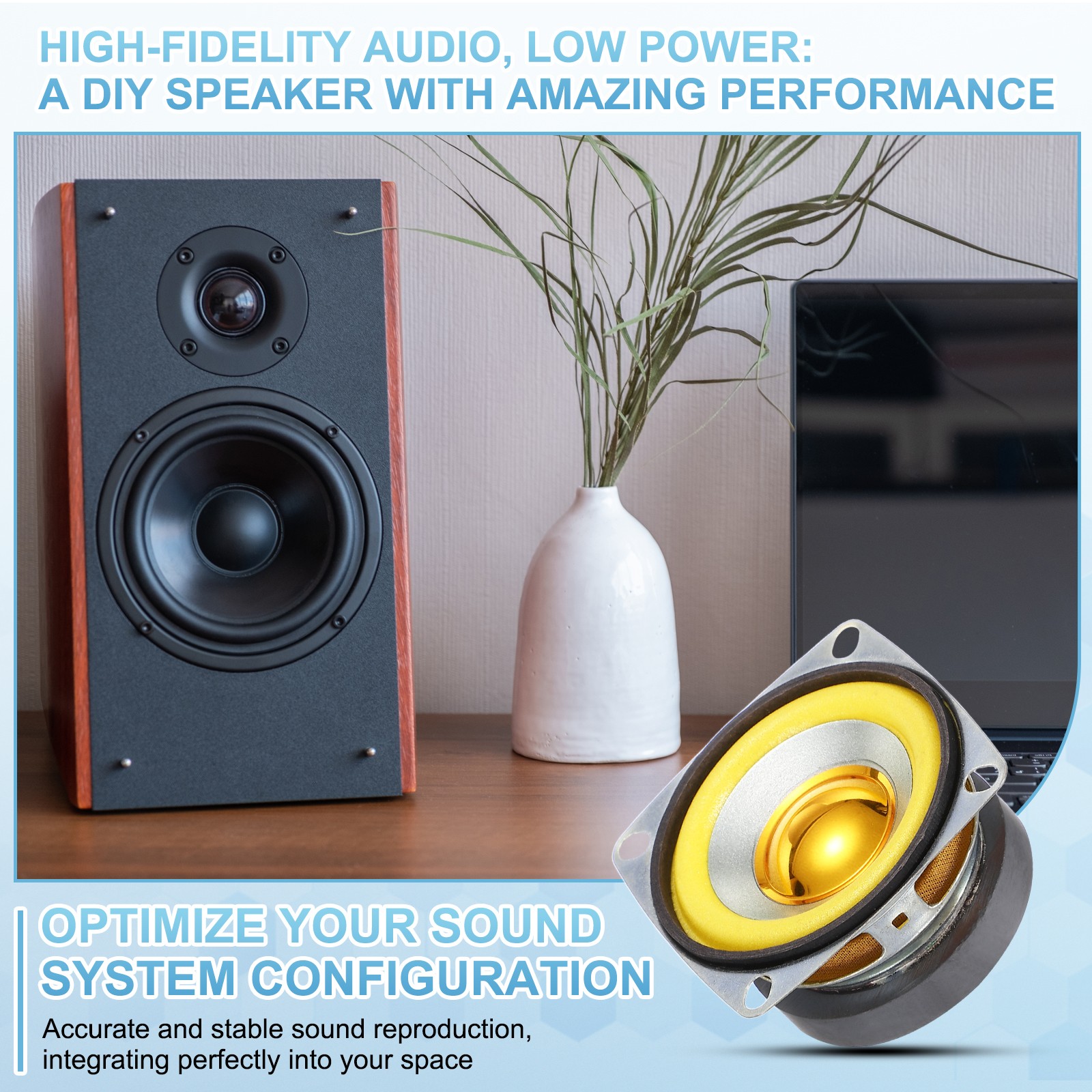 2Pcs 5W 4Ohm Small Speakers Square Micro External Magnet Speaker 45mm Yellow