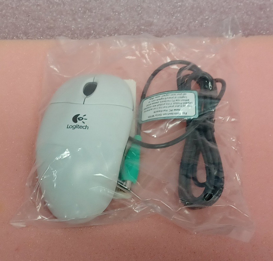 Logitech PS/2 Wired Optical Wheel Mouse M-SBF96 Gray PS2 Mouse (NEW)