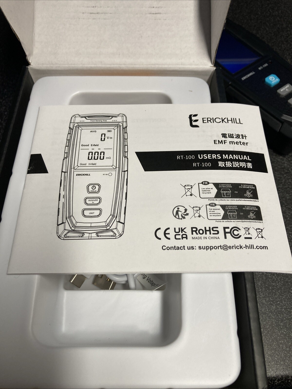 ERICKHILL Digital Electromagnetic Radiation Detector EMF Meter LCD Display-RT100