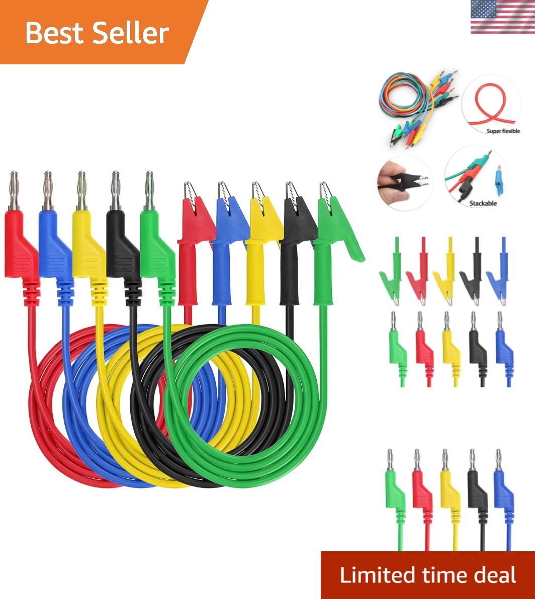 1M Silicone Banana Plug to Alligator Clip  Wires - Reliable Multimeter Leads