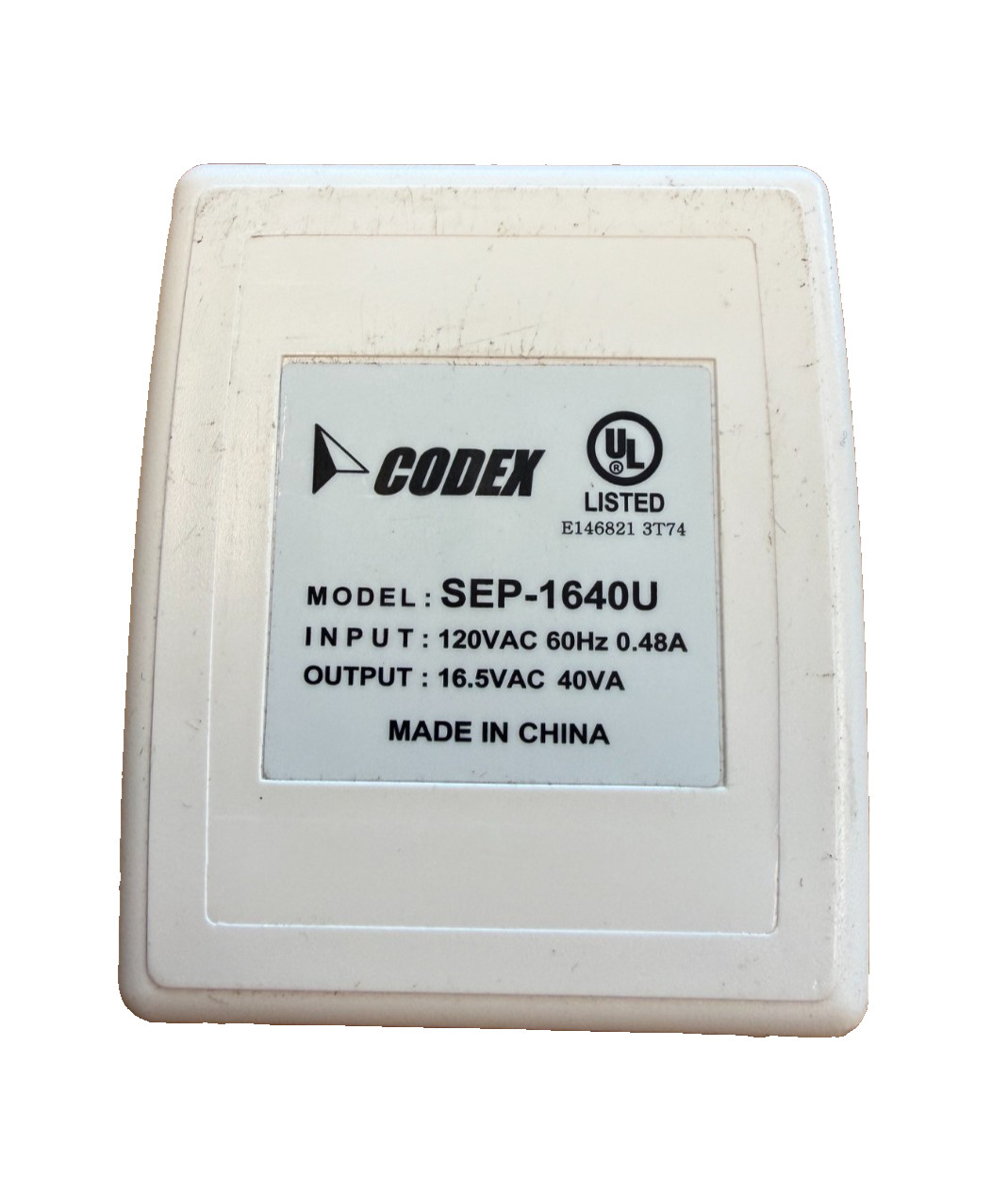 Codex SEP‑1640U Plug‑In Class 2 Transformer -