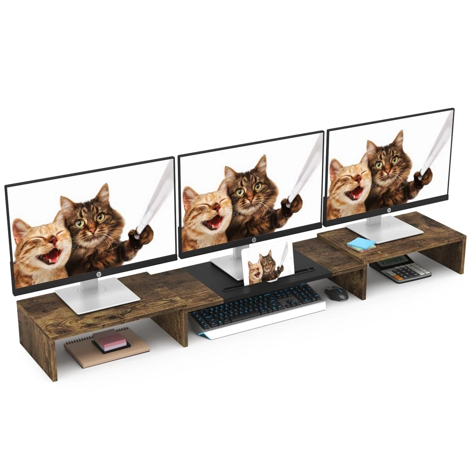 WESTREE Triple Dual Monitor Stand Riser, Extra Long Monitor Stand for 1~2~3 M...