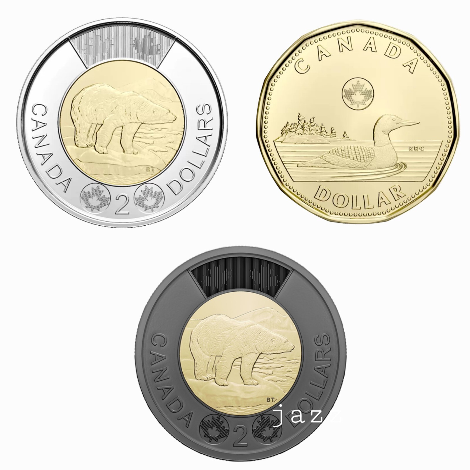 Canada 2022 Toonie & Loonie & 2022 $2 Dollar Black Ring Special Wrap Coins UNC