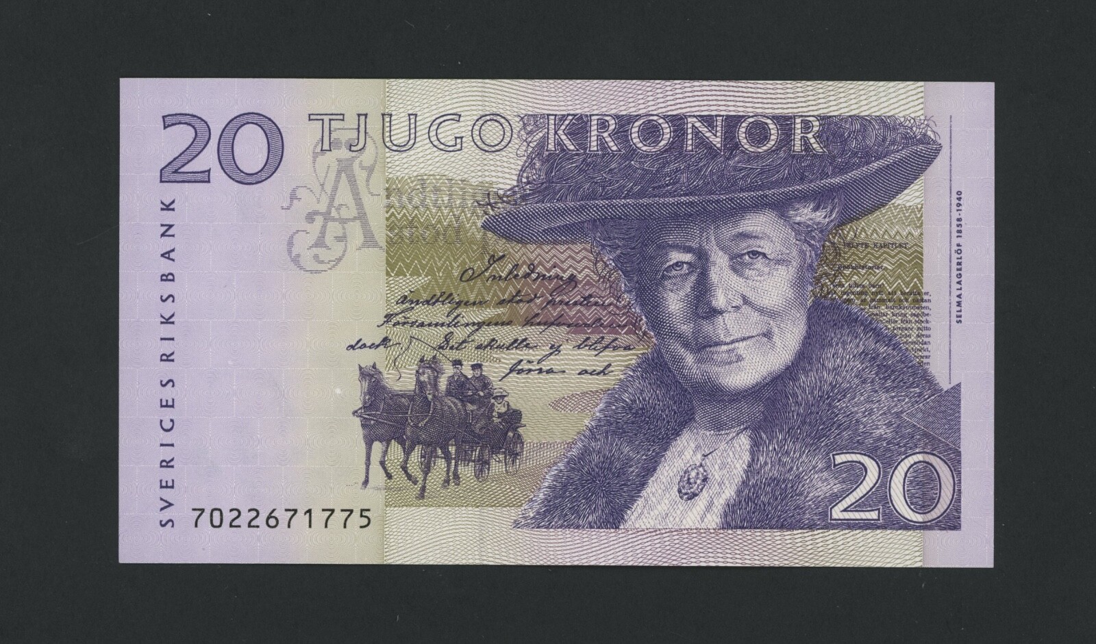 SWEDEN  20 KRONOR  ( 1997 ) z  PICK # 63a    UNC LESS.