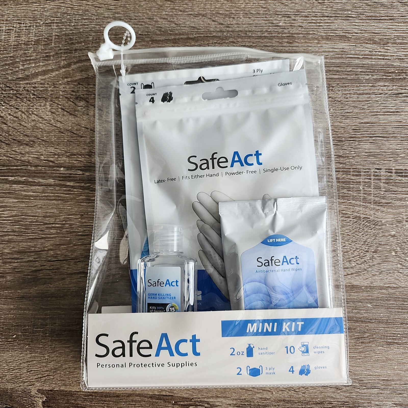 SAFE ACT Personal Protective Supply Kit PPE Mini Kit - Wipes,Gloves,Mask - READ