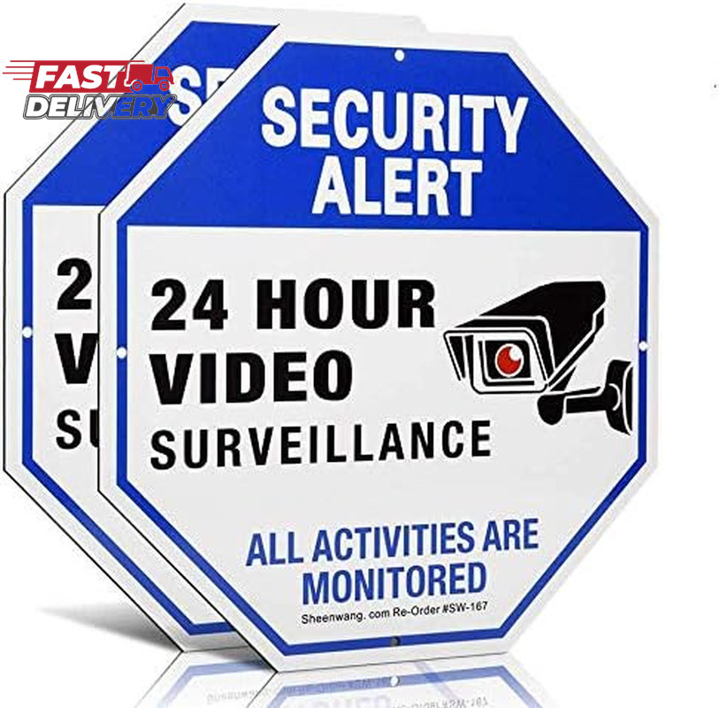 Sheenwang 2-Pack Security Camera Sign, Video Surveillance Signs Outdoor, UV Prin
