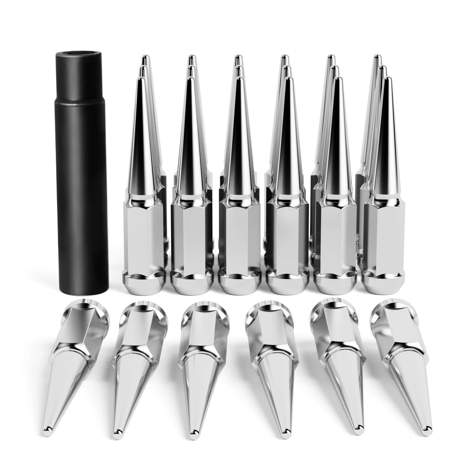 14x1.5 Spiked Lug Nuts 6x5.5 Chevy, Chrome Spike Lug Nuts Chevy Silverado 6 L...
