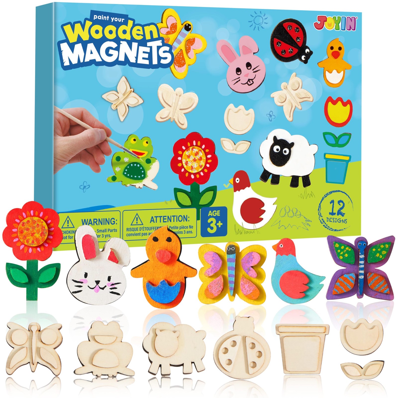JOYIN 12 Wooden Magnet Creativity Arts & Crafts Small to Medium, Multicolor
